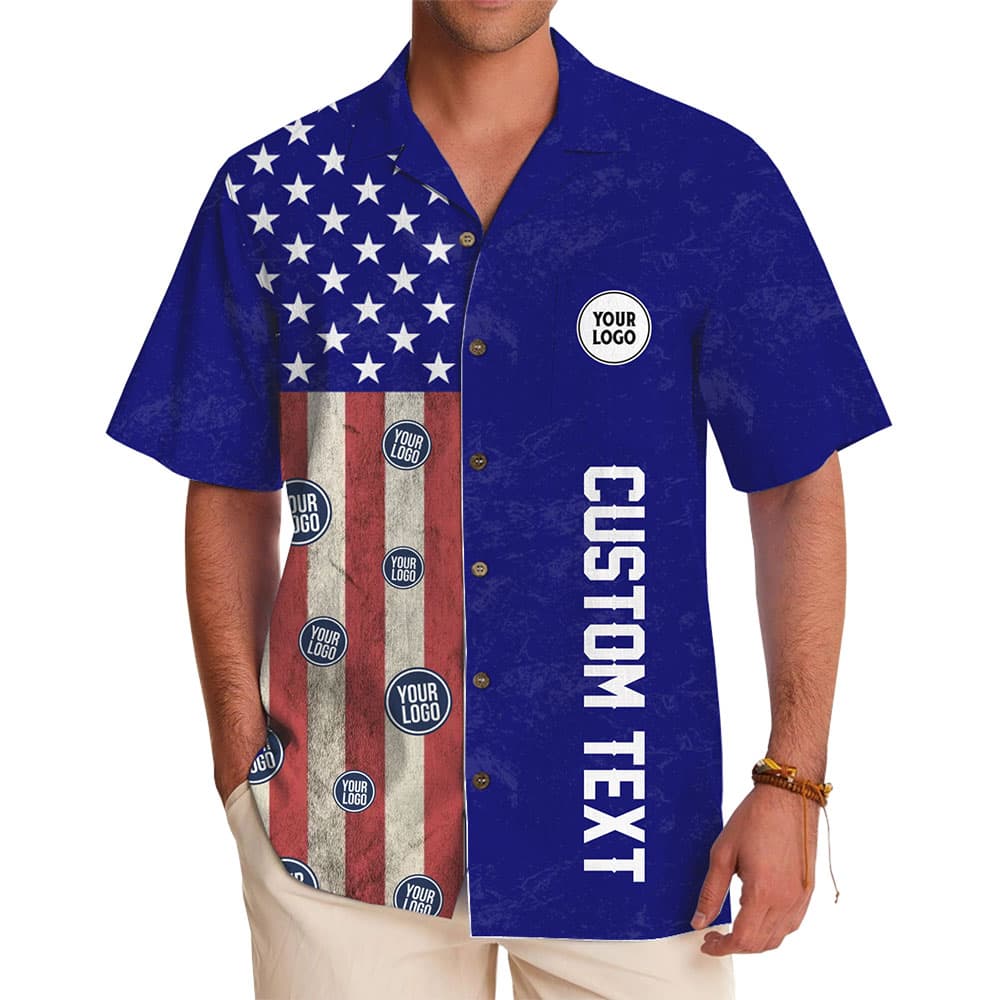 Patriotic Custom Shirt with USA Flag Design and Branding Options 1