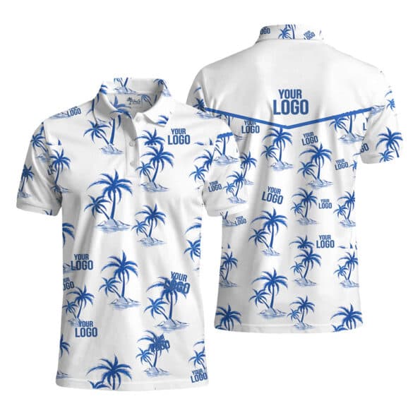 Personalized Tropical Polo Shirt with All-Over Palm Print