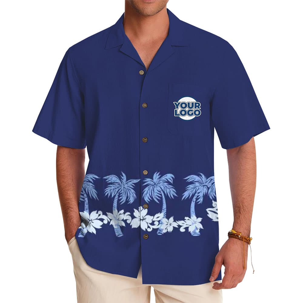 Premium Coastal-Themed Hawaiian Shirt with Custom Logo for company