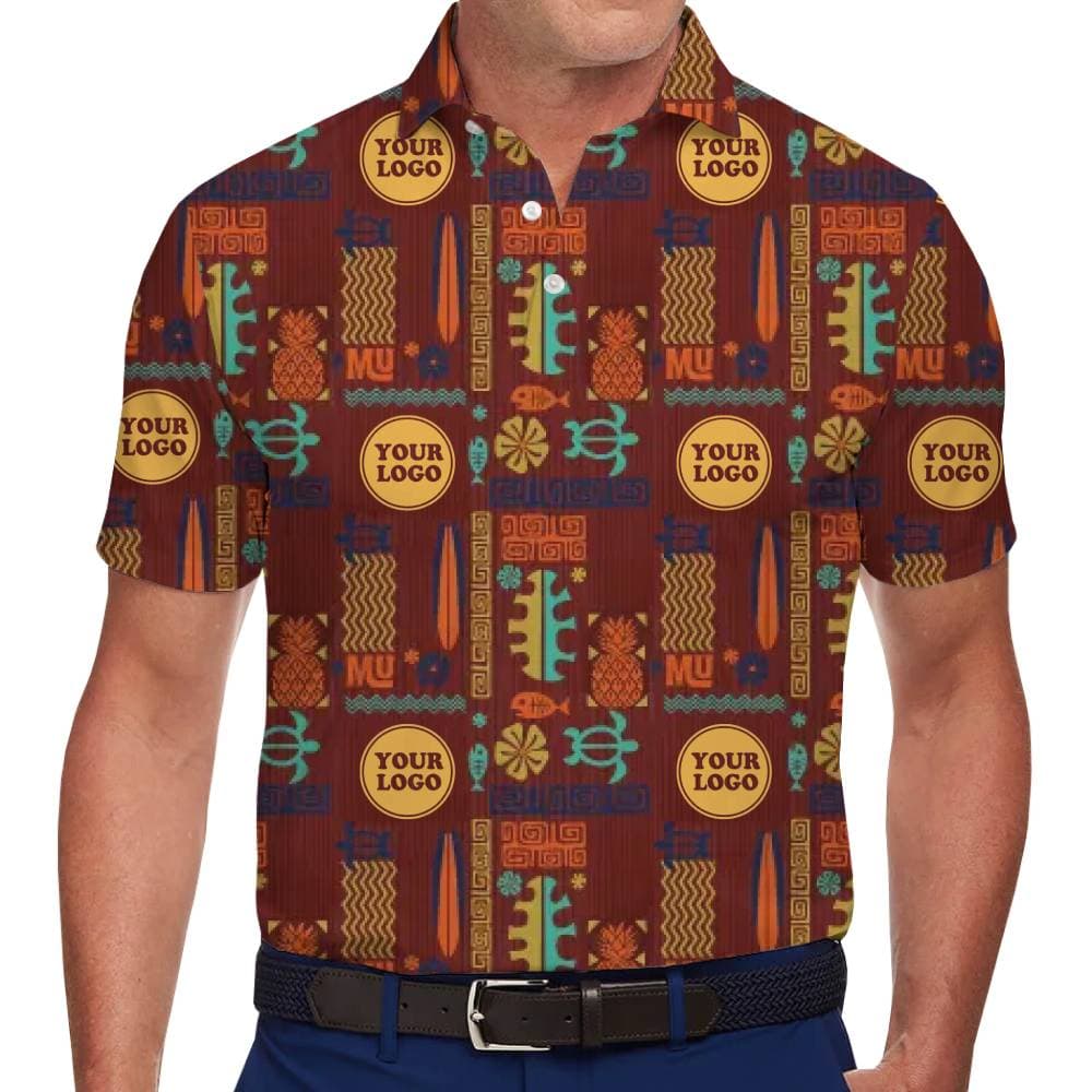 Premium Custom Logo Polo Shirt with Vibrant Tribal Patterns For Teams