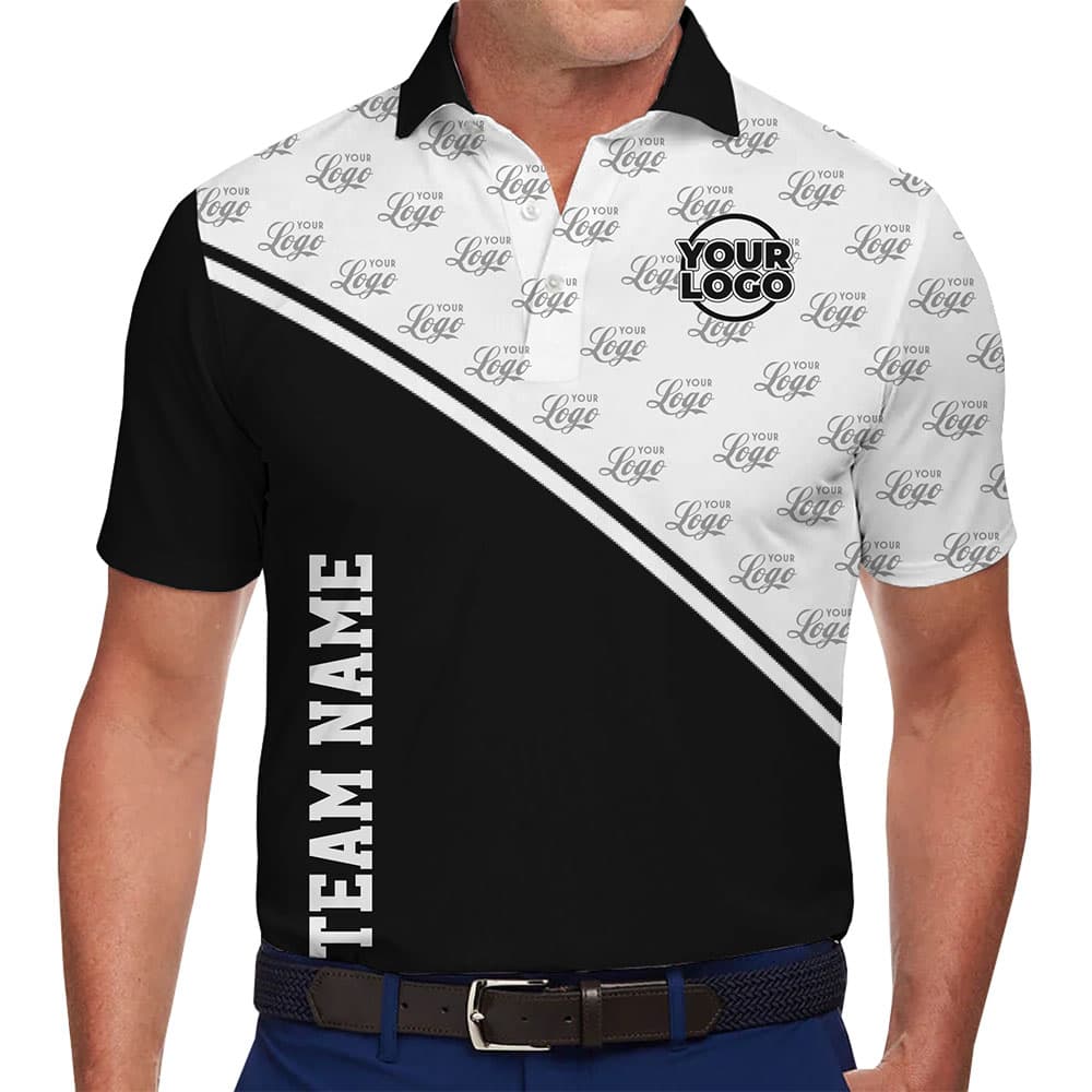 Premium Polo Shirt with Repeated Logo Print and Team Name for team and group