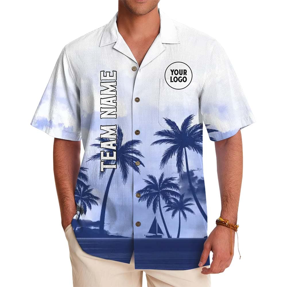 Signature Palm Custom Logo And Name Hawaiian Shirt