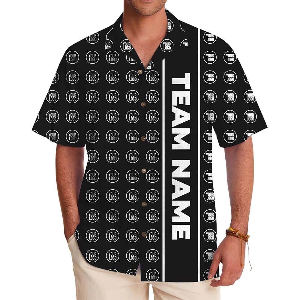 Signature Stripe Custom Logo Team Hawaiian Shirt
