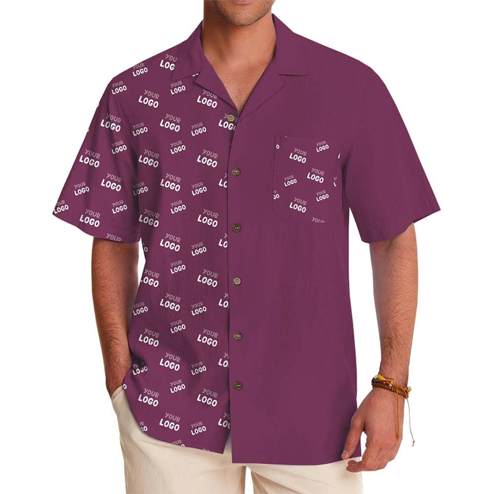 Split Side Custom Logo Hawaiian Shirt With Preview