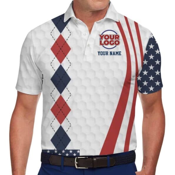 Standout American Print Polo Shirt with Unique Custom Logo and Name