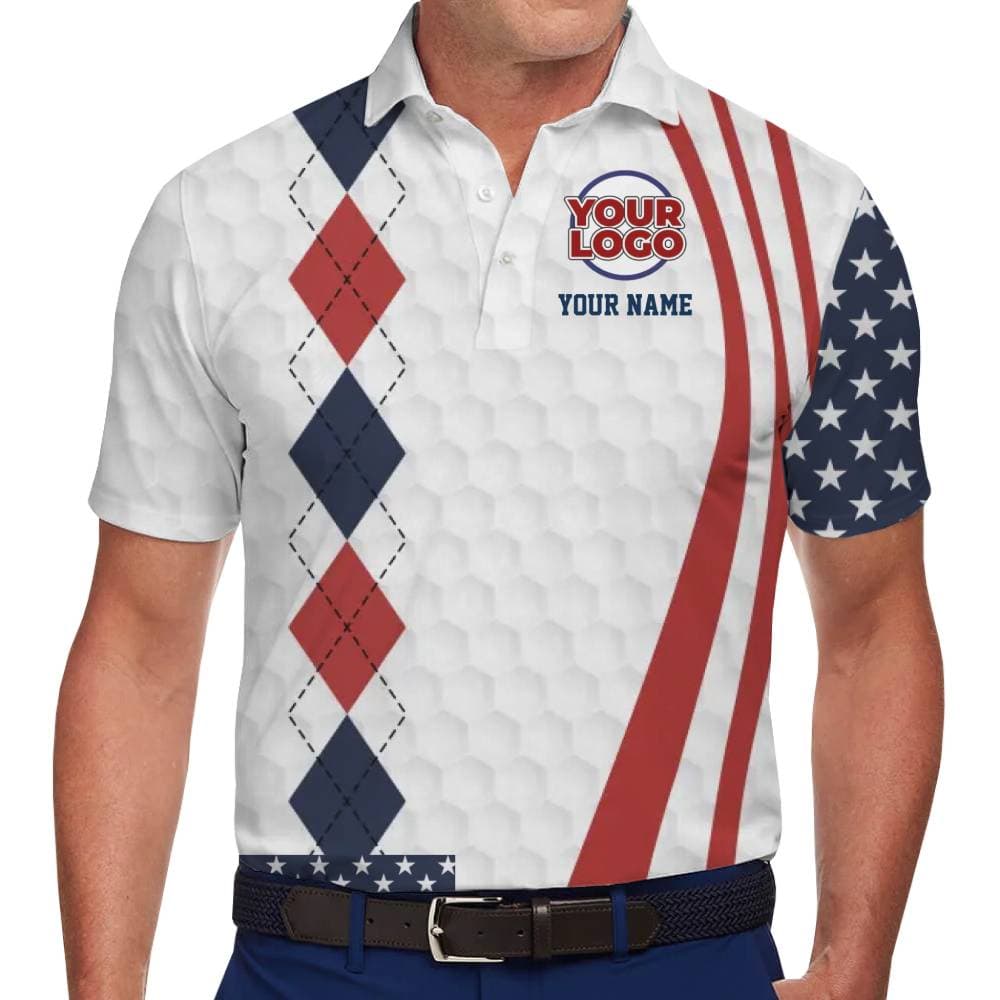 Standout American Print Polo Shirt with Unique Custom Logo and Name
