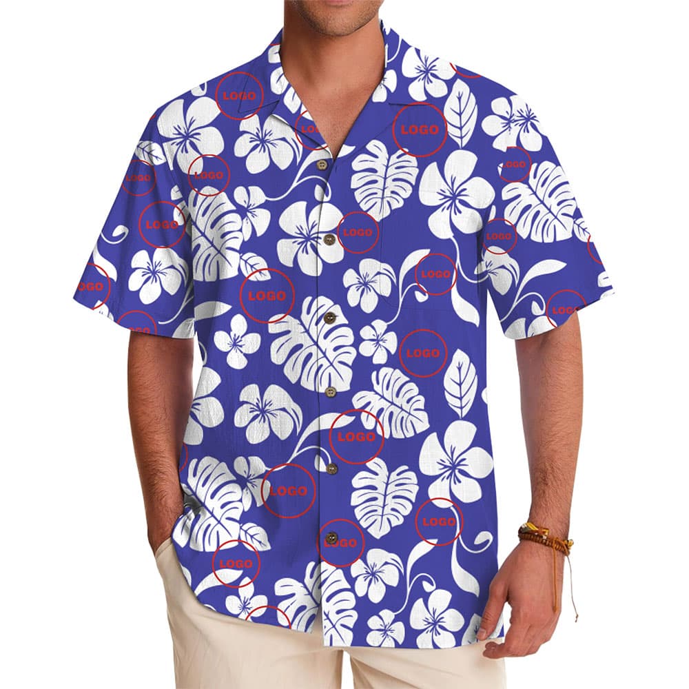 Stylish Custom Floral Button-Up Shirt with Logo Placement 1