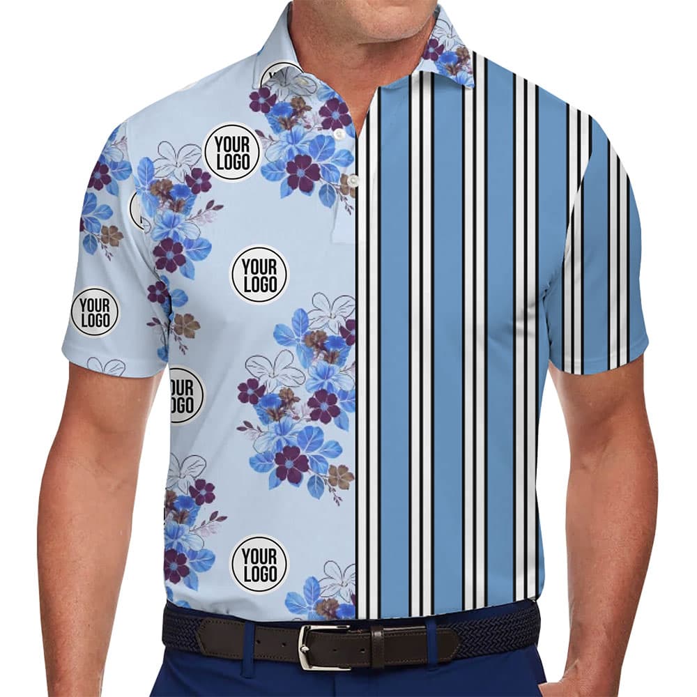 Stylish Custom Logo Polo Shirt with Dual Pattern Flair 1