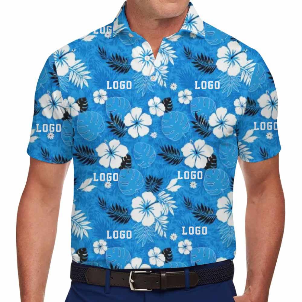Stylish Custom Logo Polo Shirt with Tropical Inspired Florals For Teams