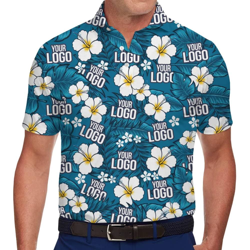 Summer Ocean Floral Custom Logo Polo Shirt