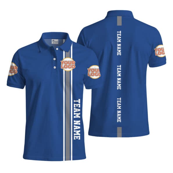 Team Spirit Polo Shirt with Custom Logo and Vertical Text Front and Back