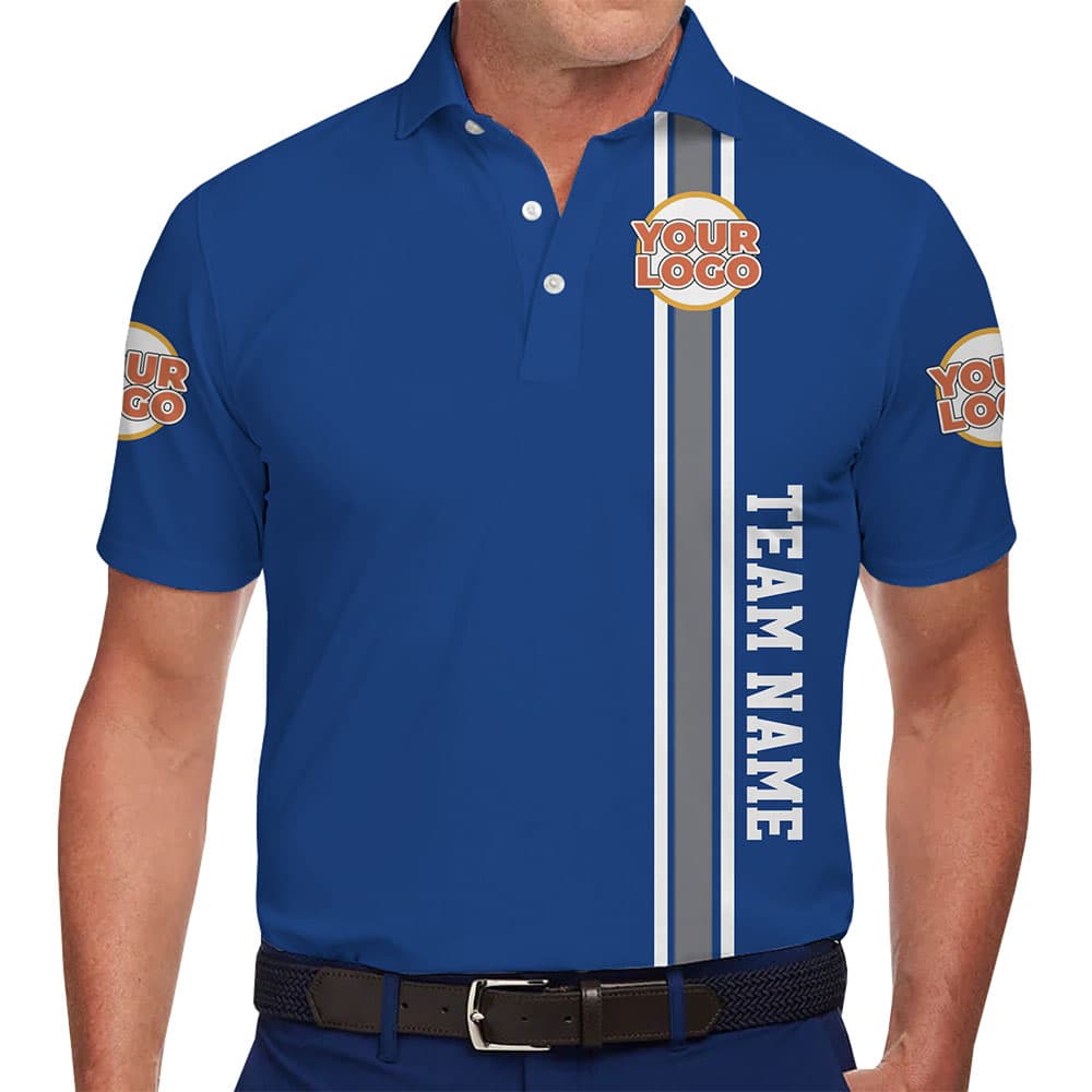 Team Spirit Polo Shirt with Custom Logo and Vertical Text