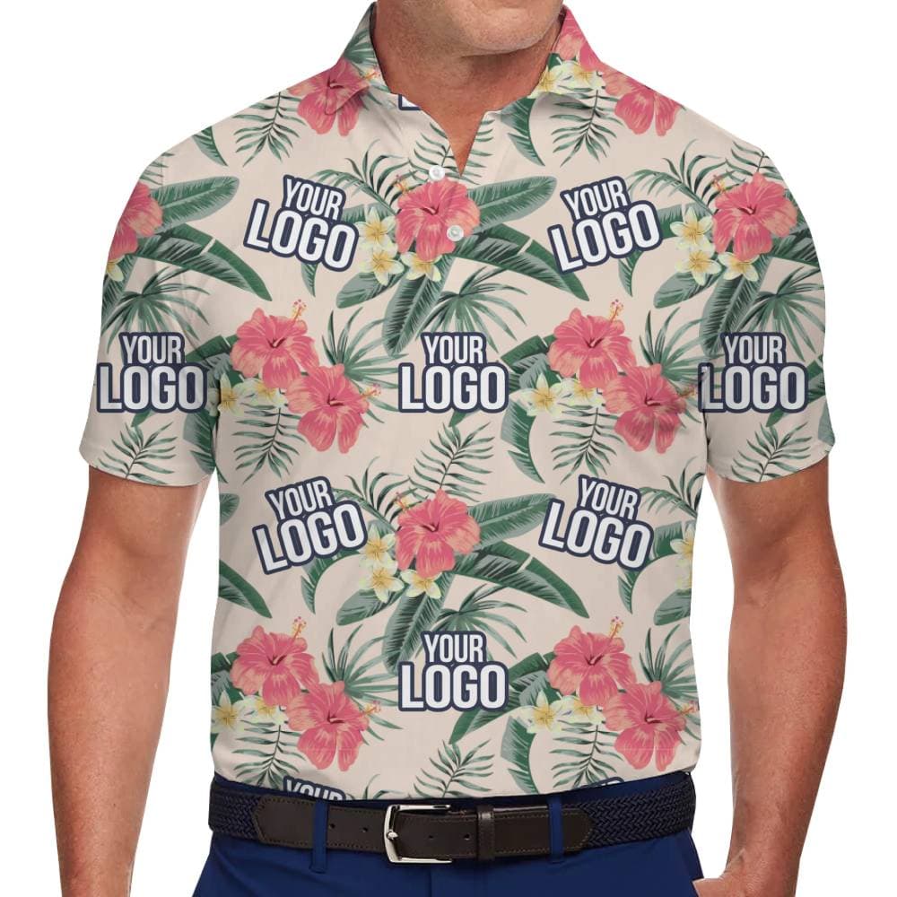 Tropical Bloom Collared Polo With Custom Logo