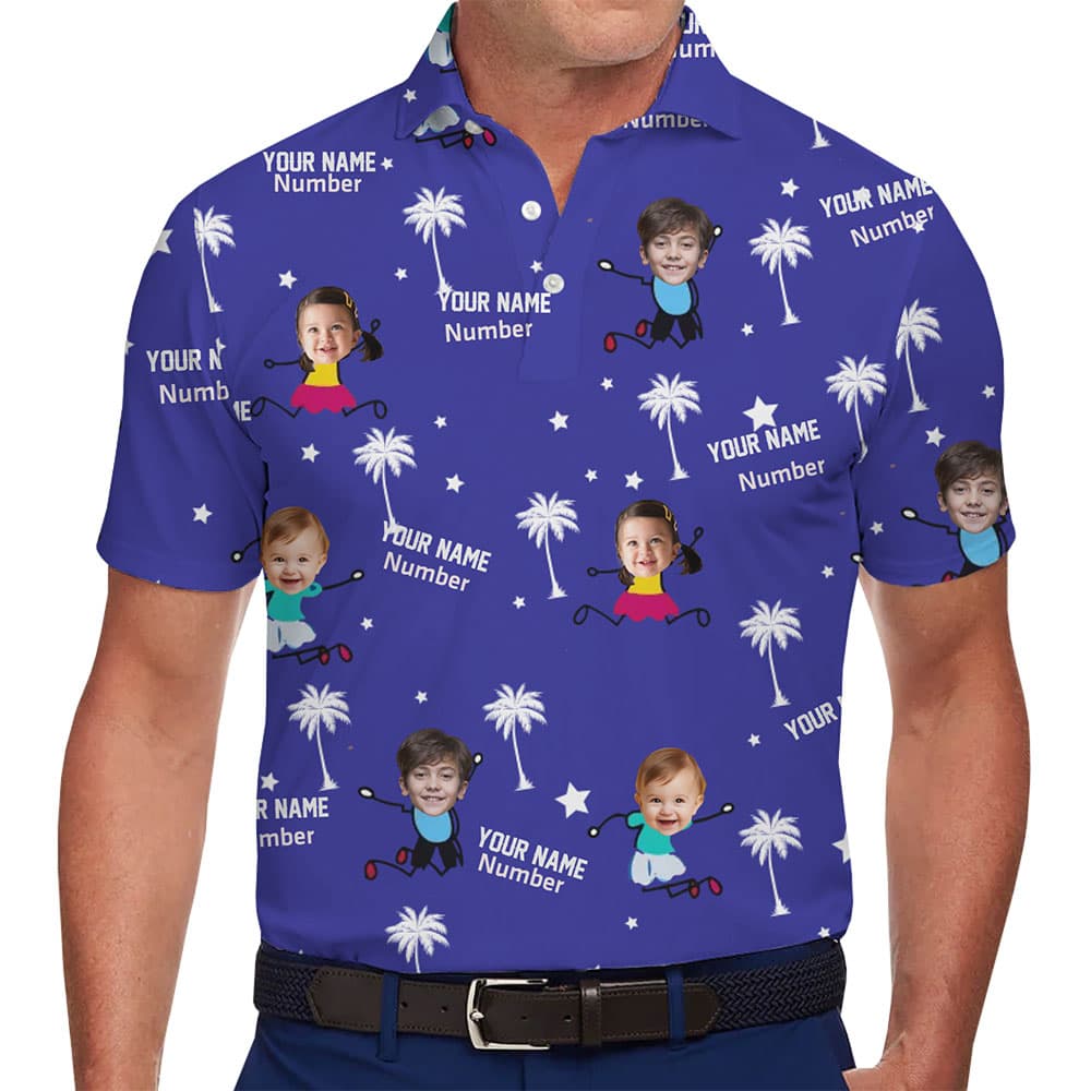Tropical Cartoon Face Polo Shirt with Your Personalized Design 1