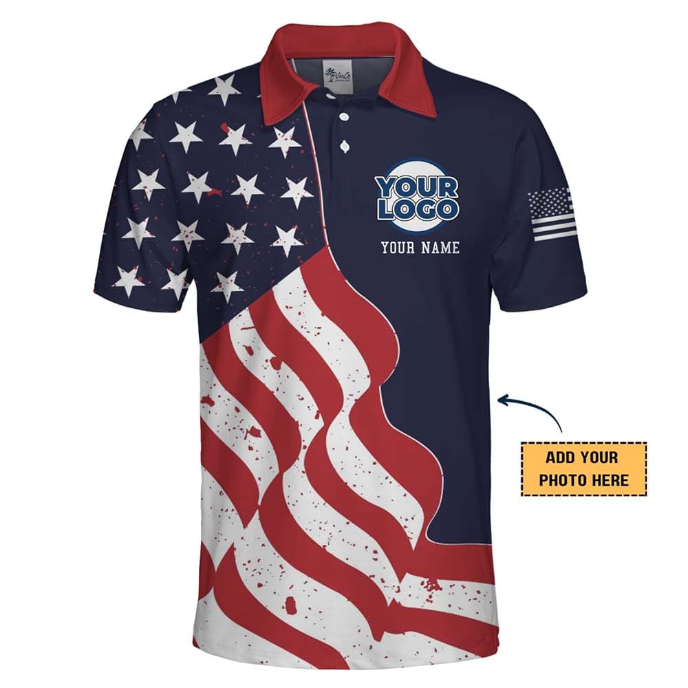 USA Celebration Custom Name And Logo Polo Shirt