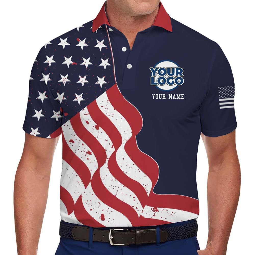 USA Celebration Custom Name And Logo Polo Shirt