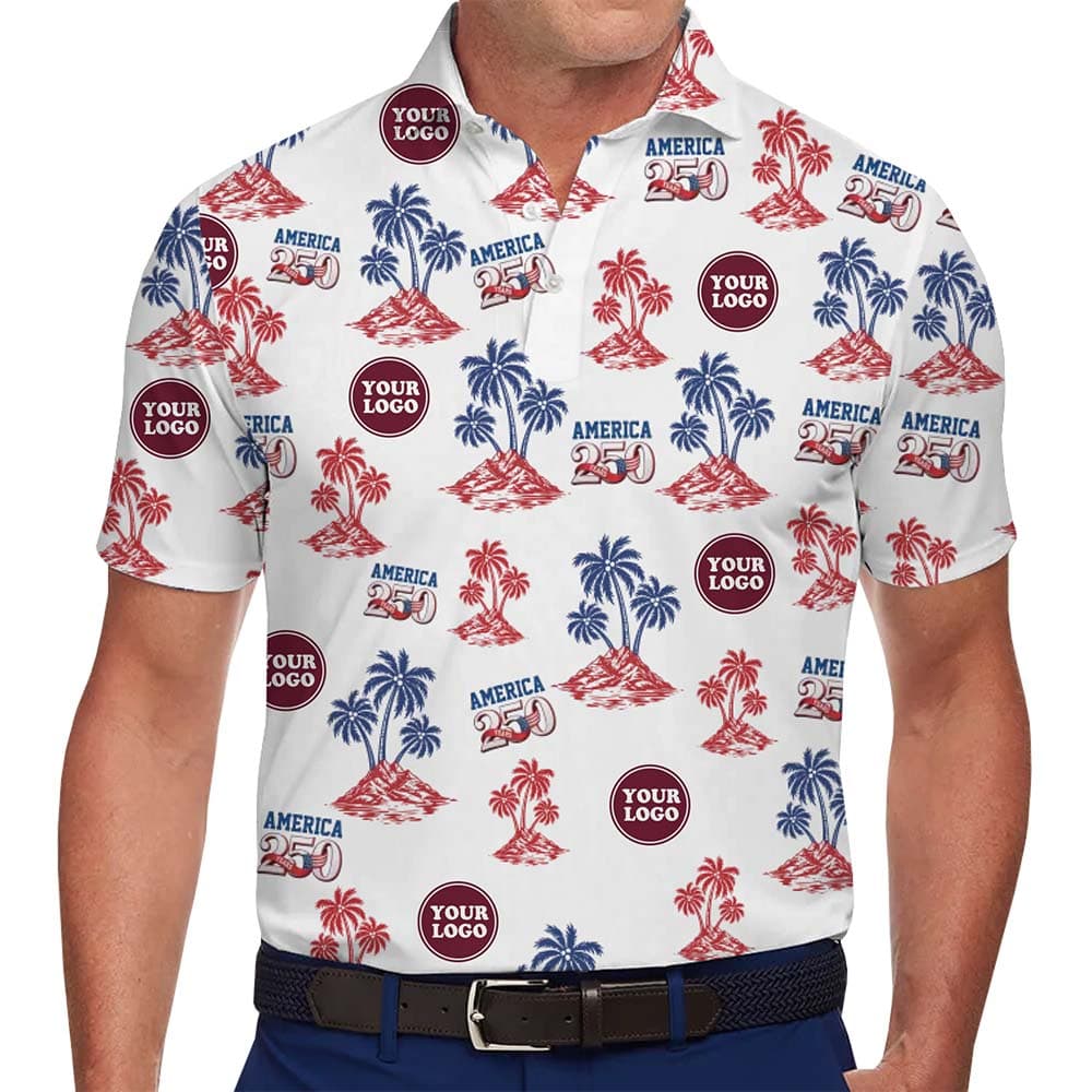 USA Pride Palm Tree Personalized Polo Shirt