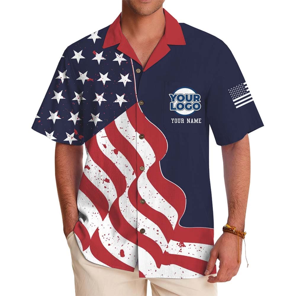 USA Spirit Custom Logo And Name Hawaiian Shirt