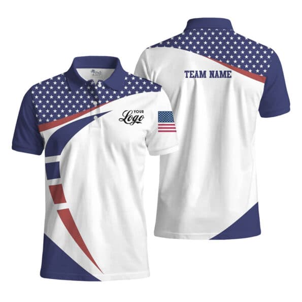 Unique American Flag Polo Shirt with Business Logo Customization