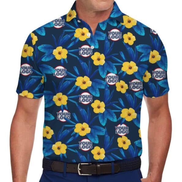 Vibrant Tropical Polo Shirt with Logo Personalization for Teams