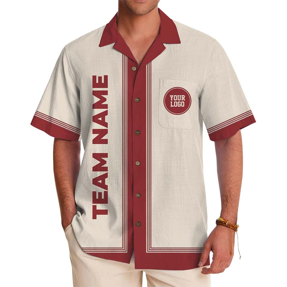 Vintage Inspired Custom Text And Logo Hawaiian Shirt