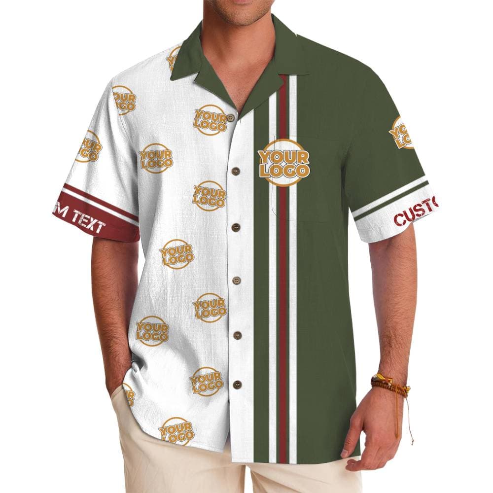 Custom Logo Two-Tone Stripe Button Up Shirt