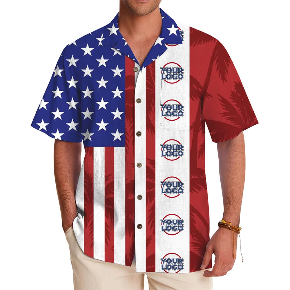 American Pride Custom Logo Button Up Shirt With Instant Preview
