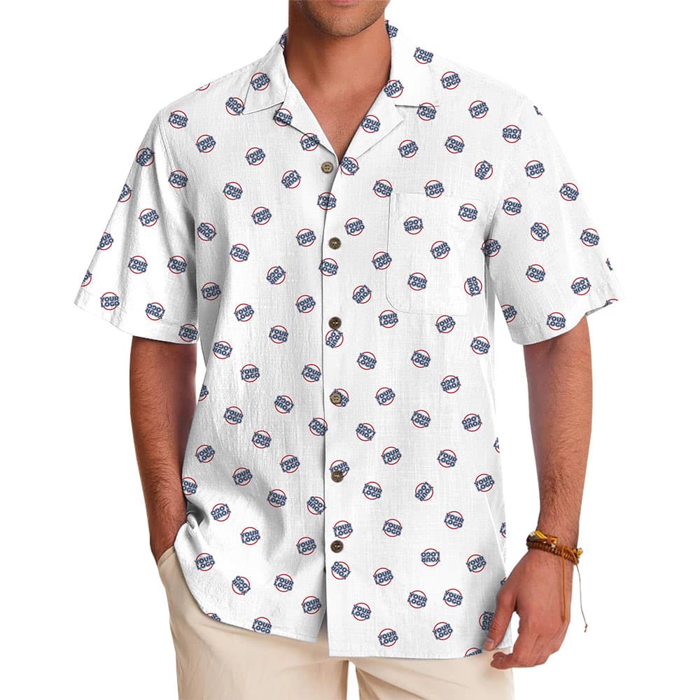 Company Repeat Small Logo Button Up Shirt With Preview