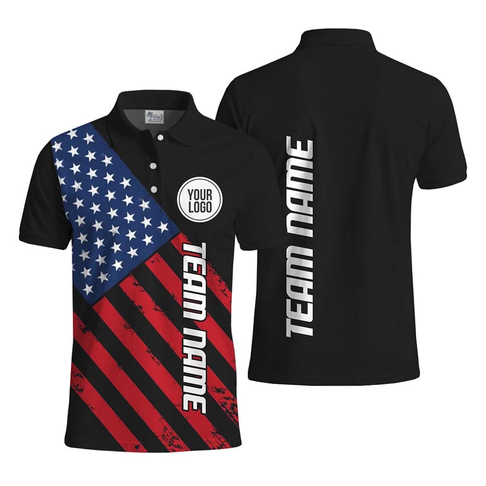 Corporate Patriotic Logo Collared Shirt With USA Flag