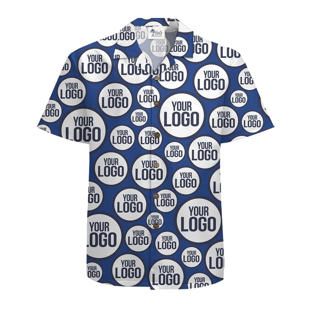 Custom All Over Logo Print Hawaiian Shirt With Preview