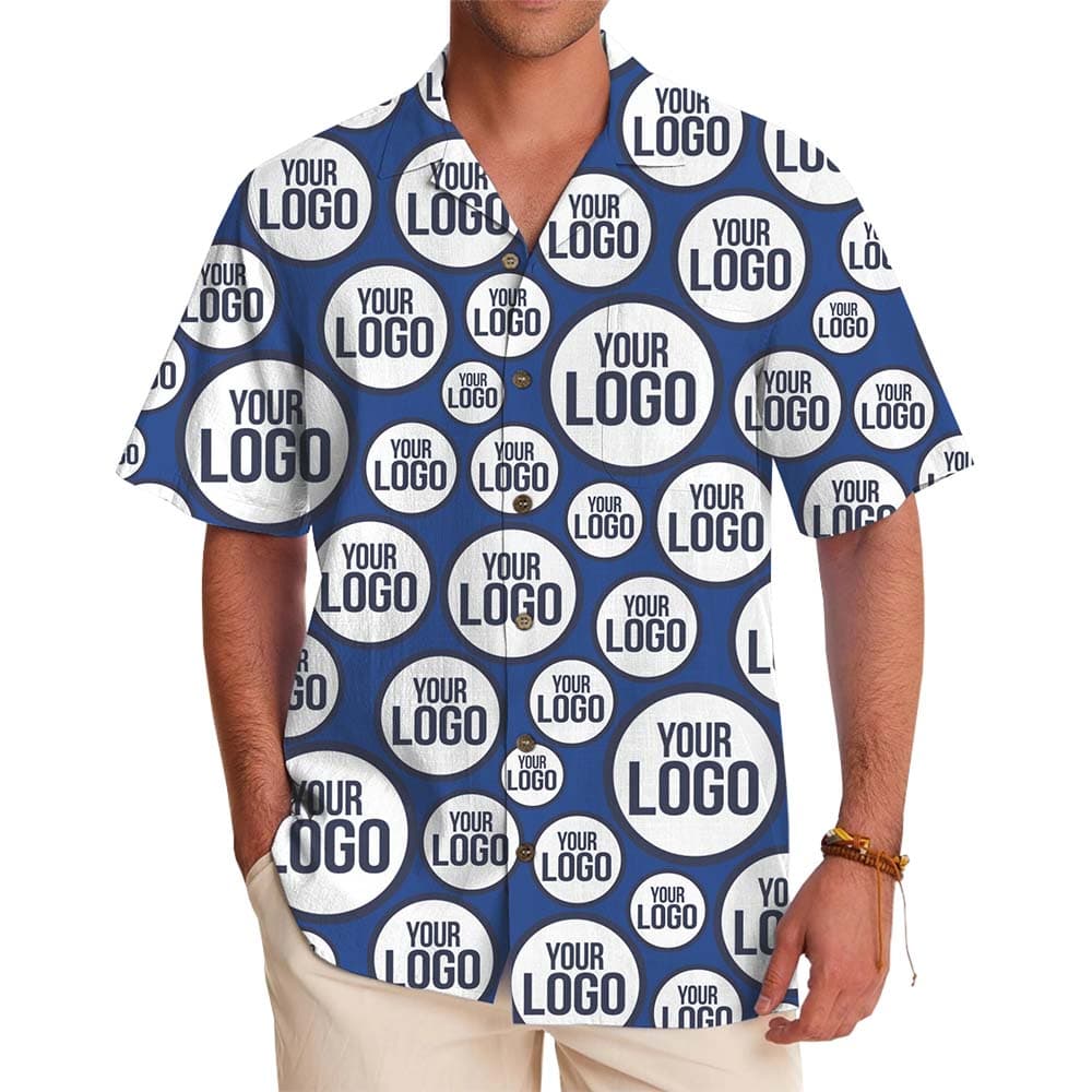 Custom All Over Logo Print Hawaiian Shirt With Preview
