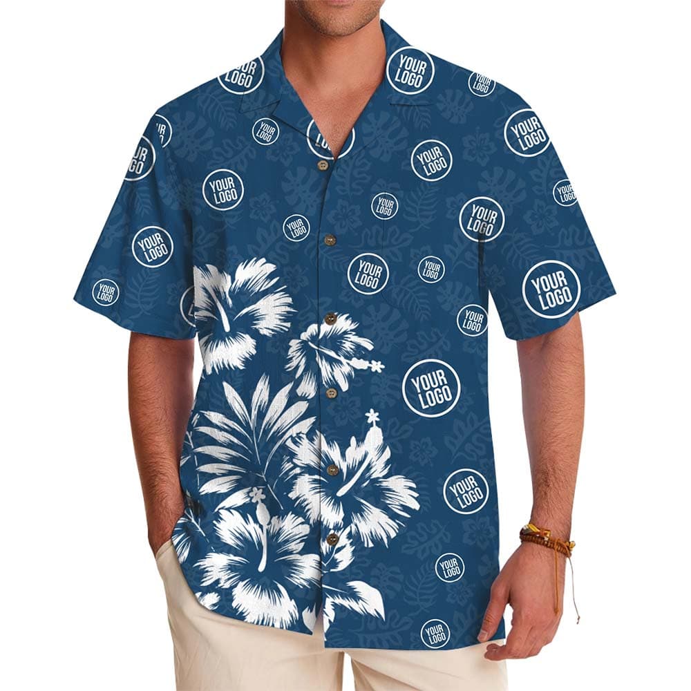 Custom Brand Floral Hawaiian Button Up Shirt
