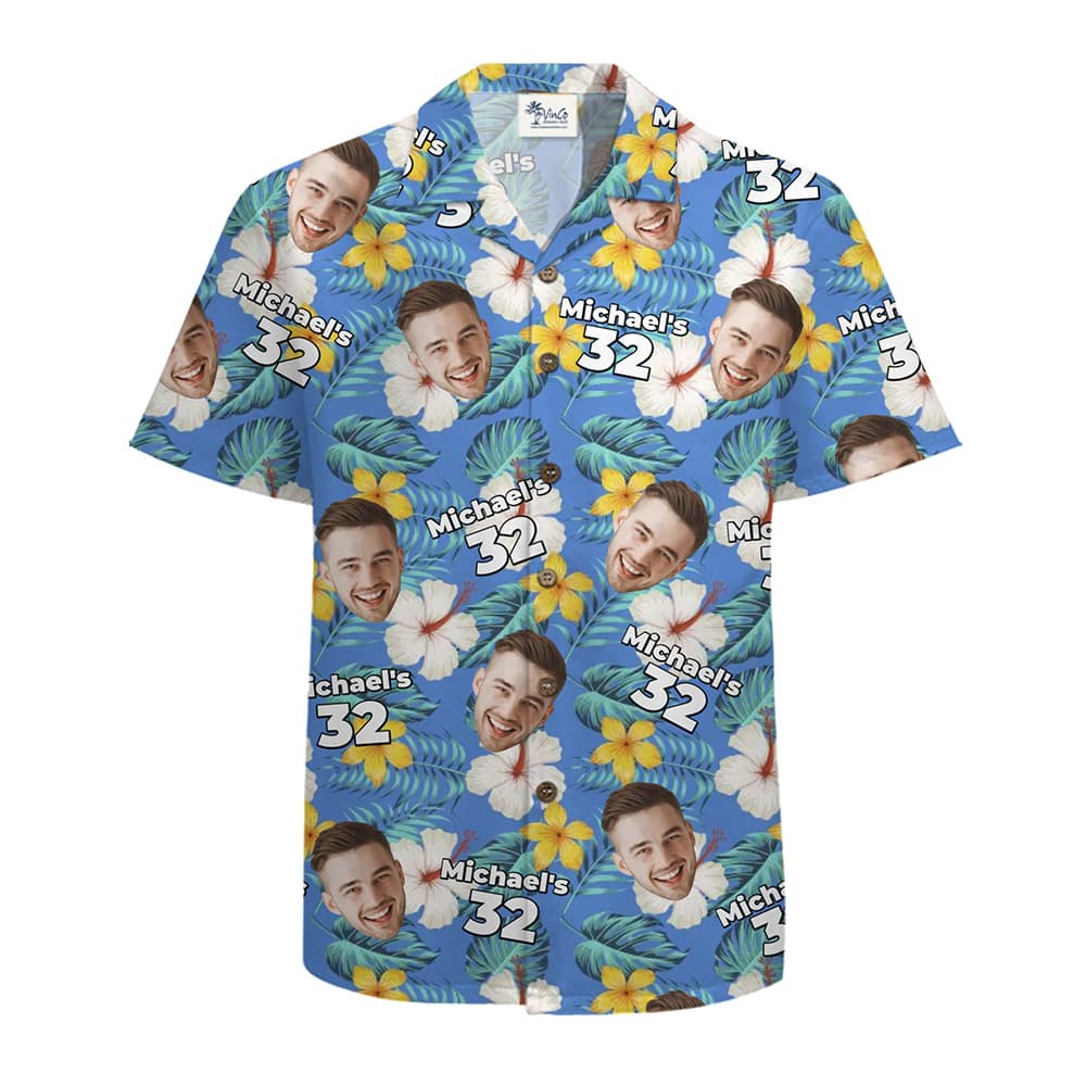Custom Face Birthday Hawaiian Shirt with Age