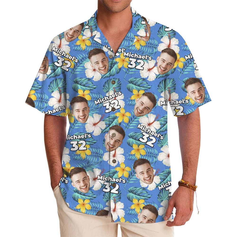 Custom Face Birthday Hawaiian Shirt with Age