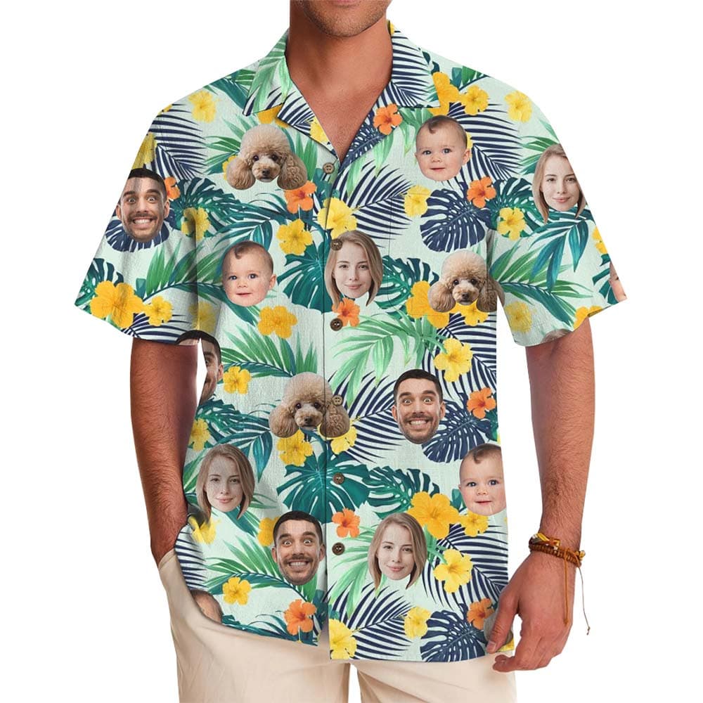 Custom Face Floral Hawaiian Shirt