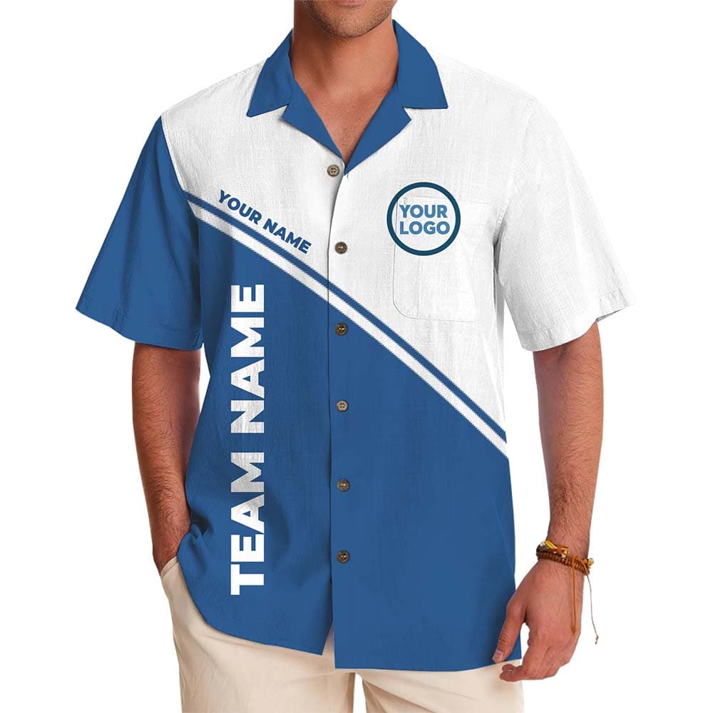 Custom Logo And Name Color Block Hawaiian Shirt With Preview