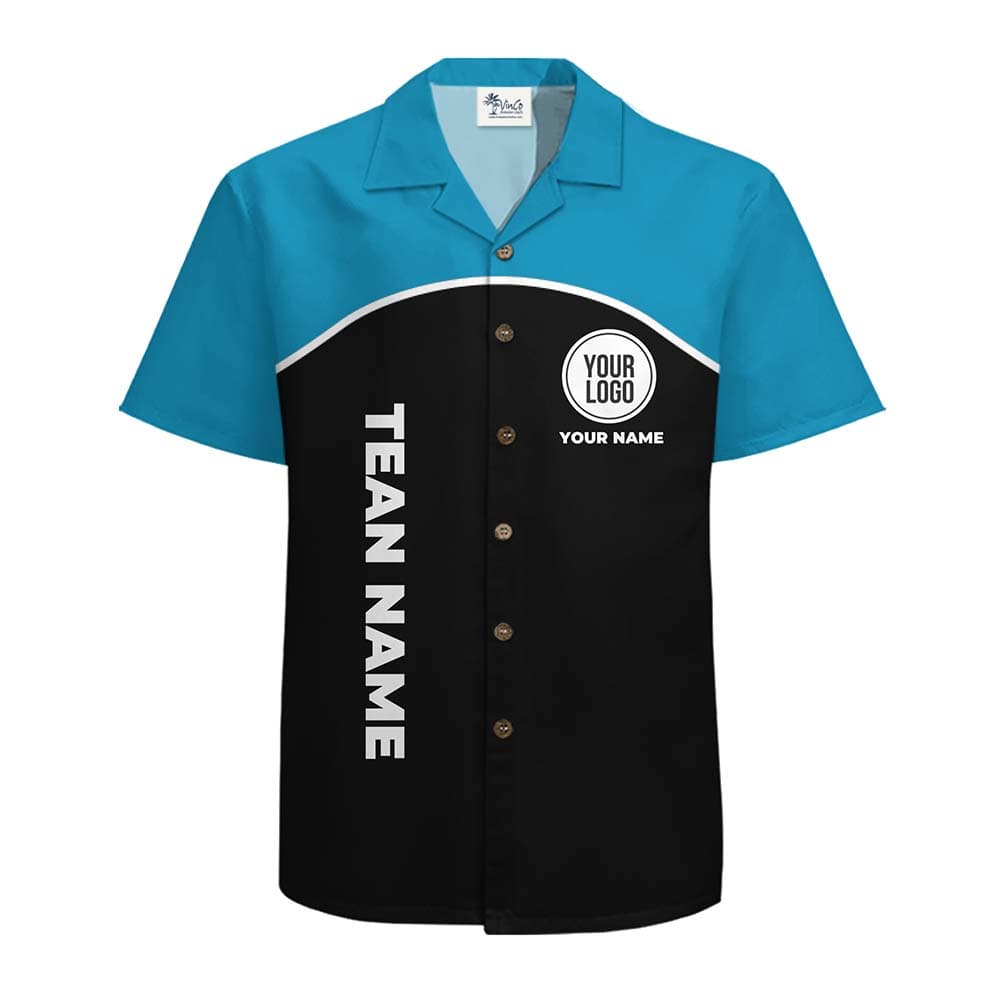 Custom Logo And Text Color Block Hawaiian Shirt