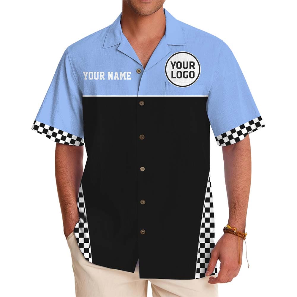Custom Logo Checkered Racing Shirt With Name