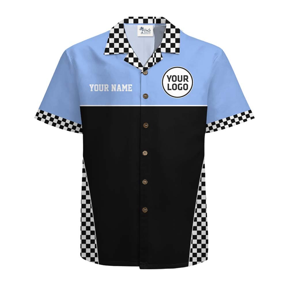 Custom Logo Checkered Racing Shirt With Name