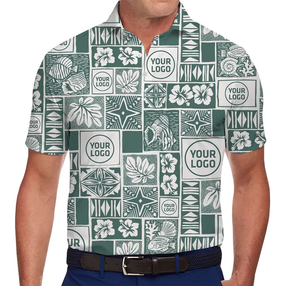 Custom Logo Deep Sea Fish Floral Polo Shirt