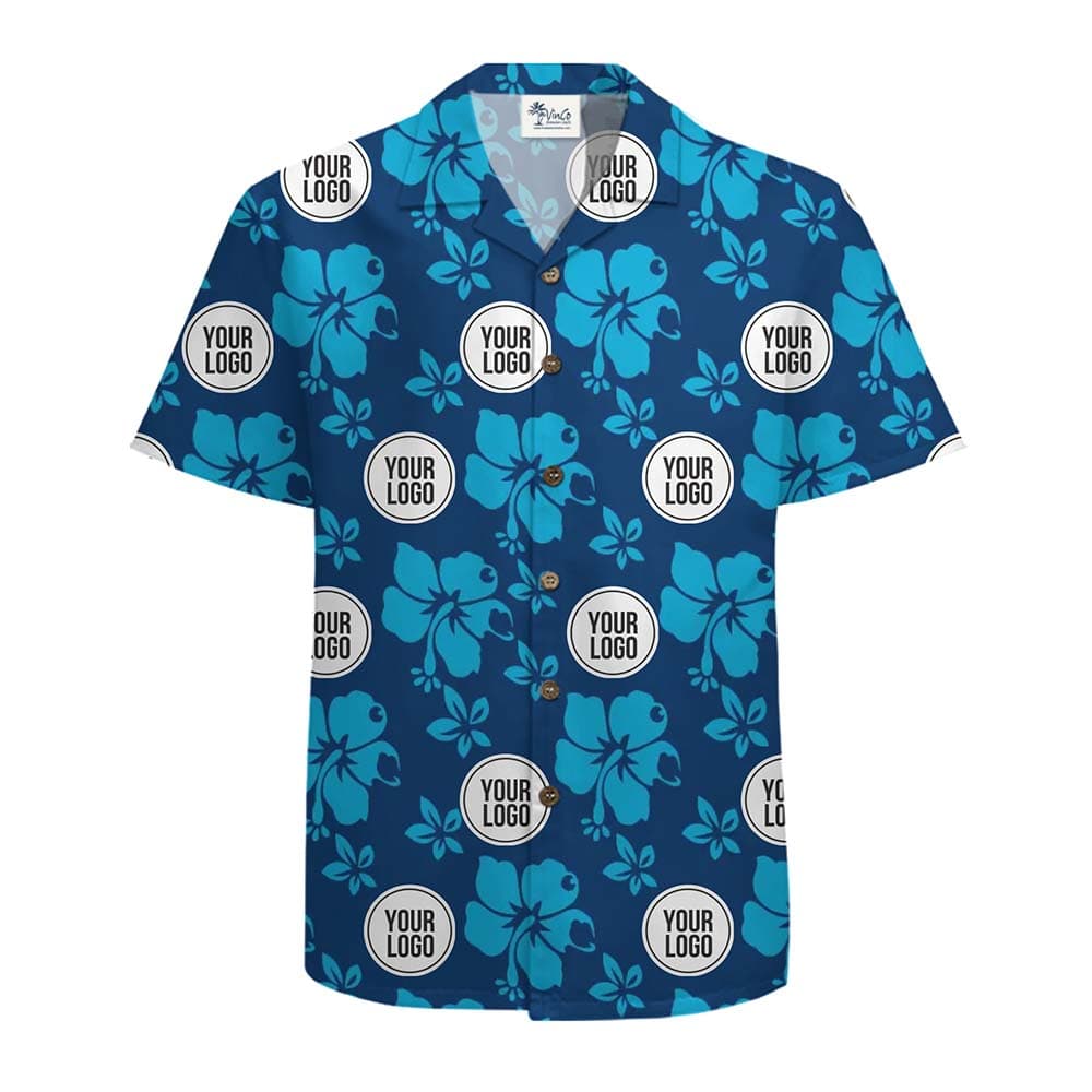 Custom Logo Floral Hawaiian Shirts for Group Trips and Events