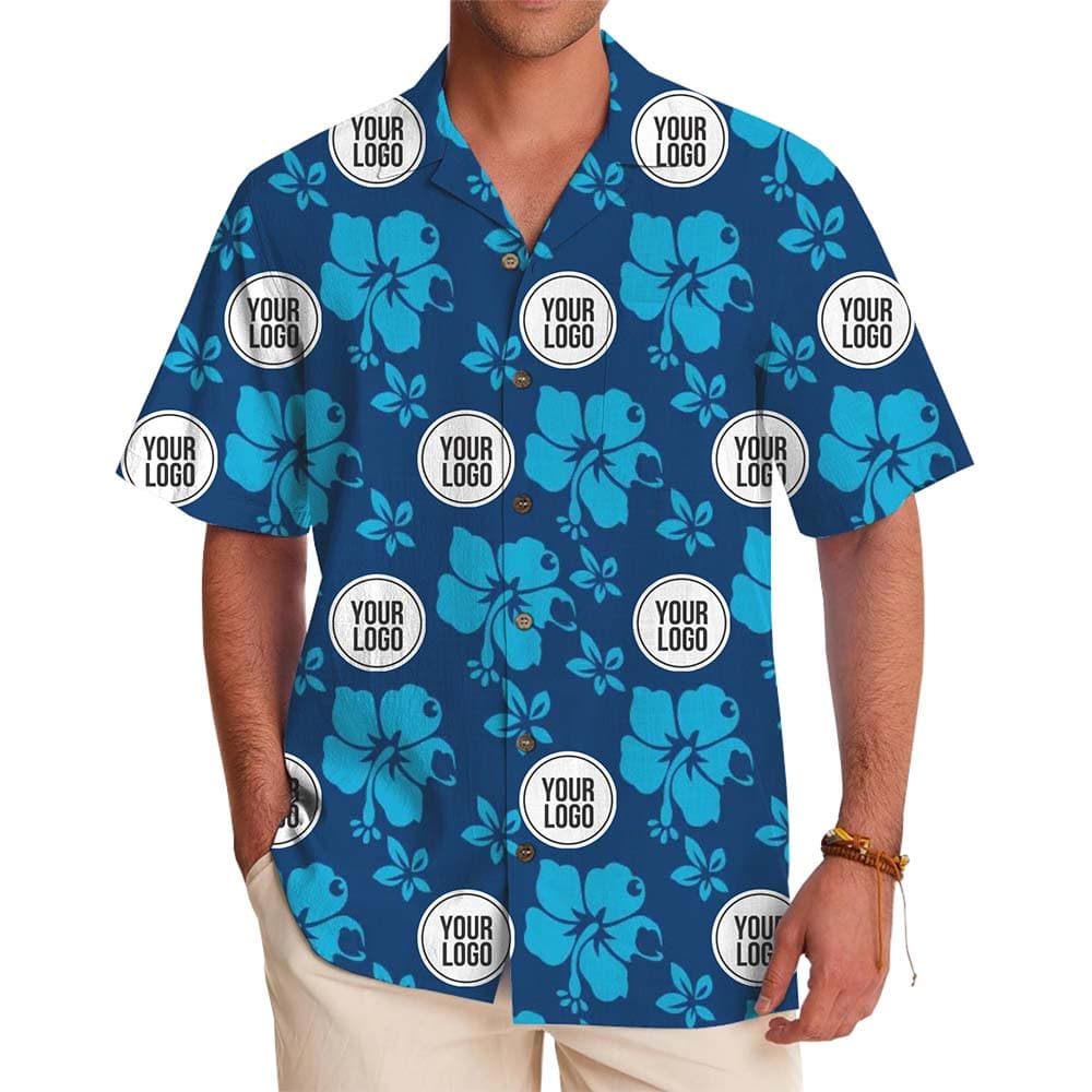 Custom Logo Floral Hawaiian Shirts for Group Trips and Events