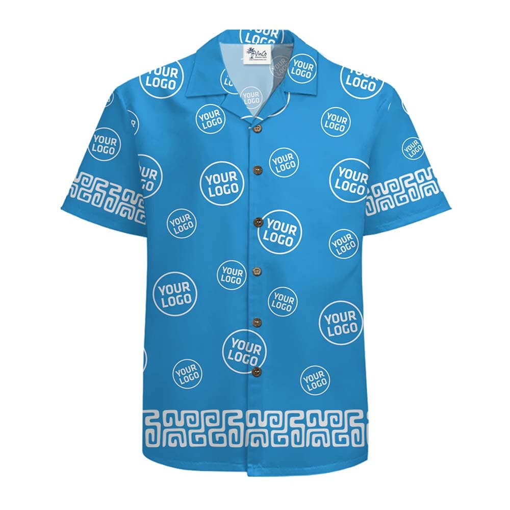 Custom Logo Hawaiian Shirt With Greek Key Border Pattern