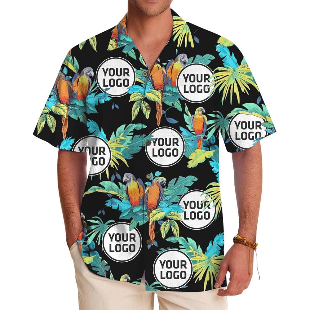 Custom Logo Island Parrot Button Up Shirt