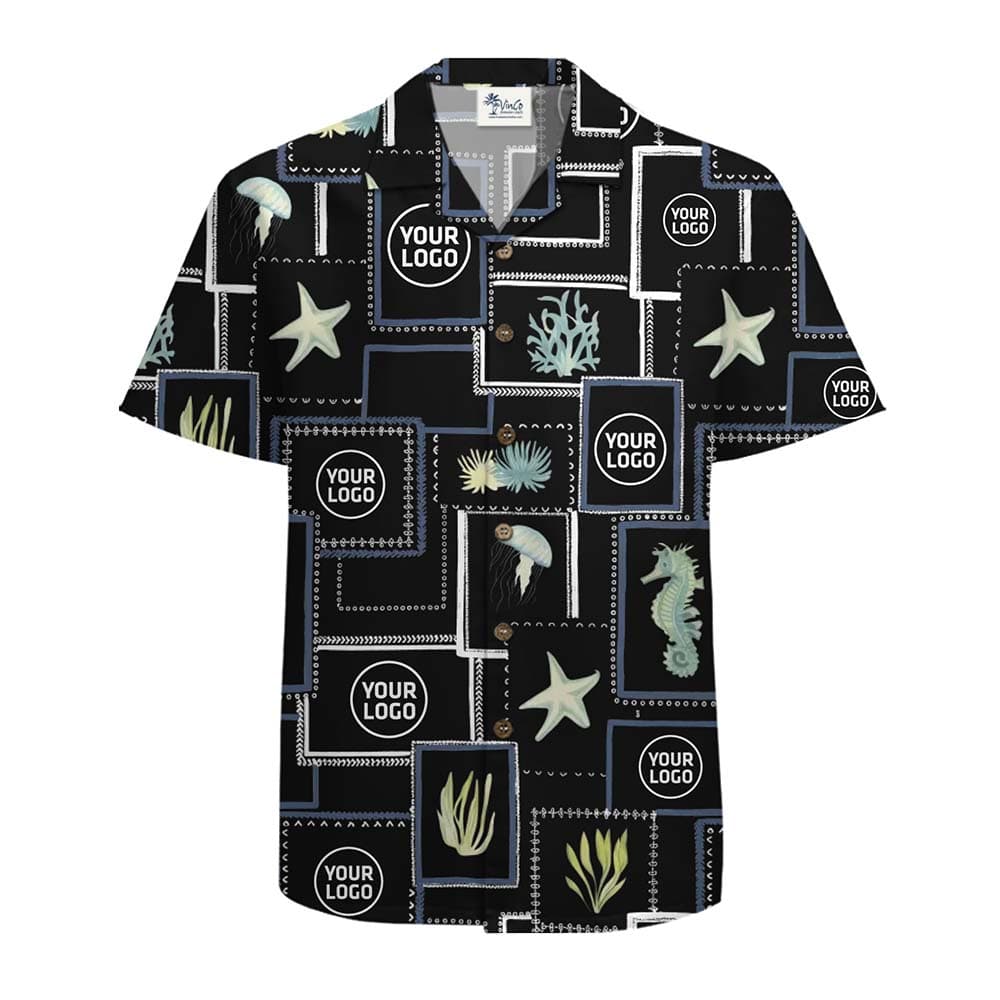 Custom Logo Ocean Breeze Hawaiian Shirt With Preview