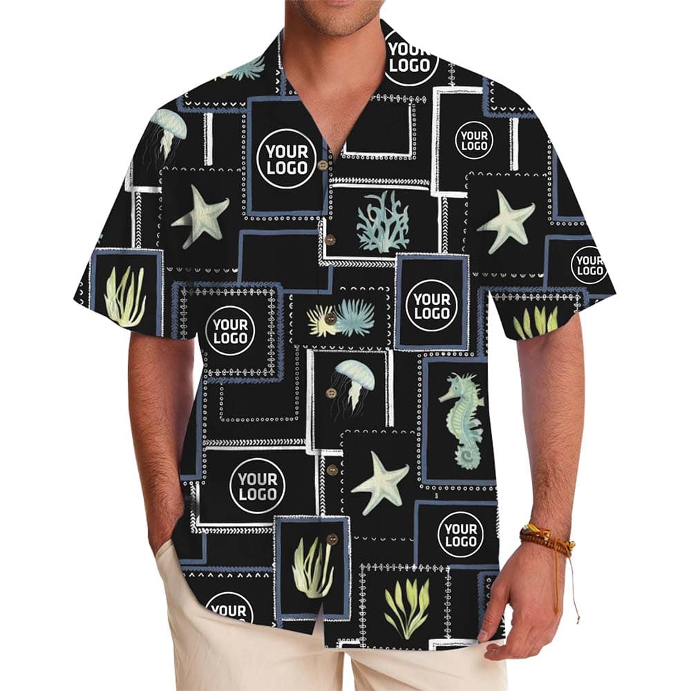 Custom Logo Ocean Breeze Hawaiian Shirt With Preview