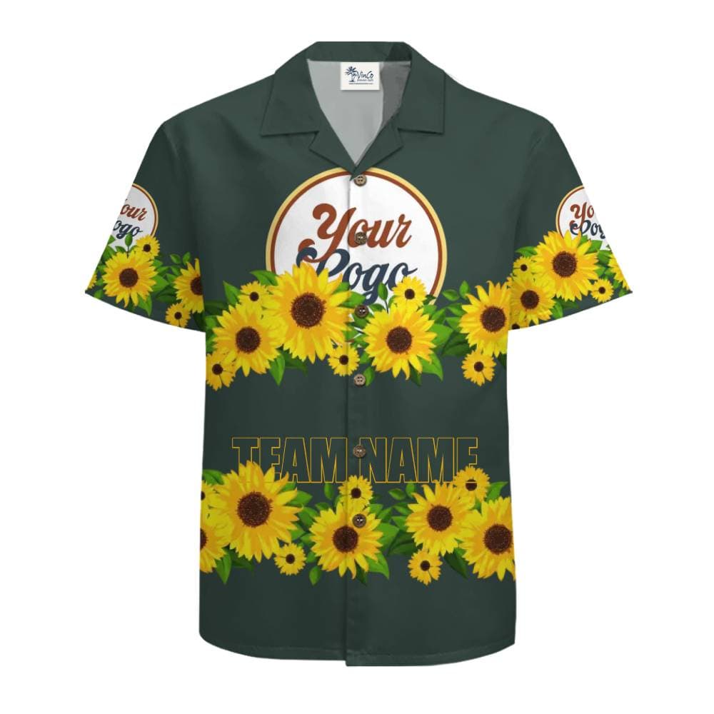 Custom Logo Sunflower Hawaiian Shirt with Team Name