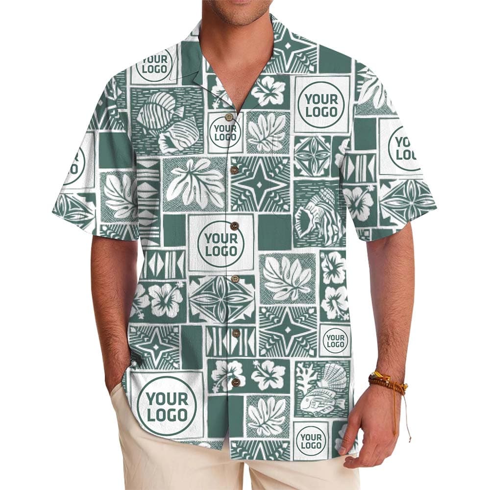 Custom Logo Tropical Fish Floral Hawaiian Shirt