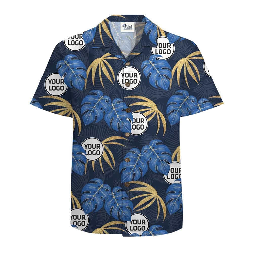 Custom Logo Tropical Leaf Hawaiian Shirt