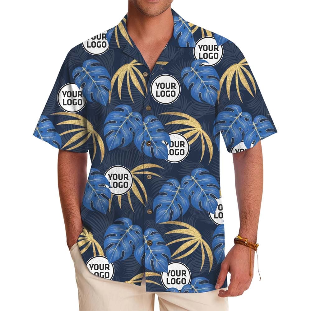 Custom Logo Tropical Leaf Hawaiian Shirt